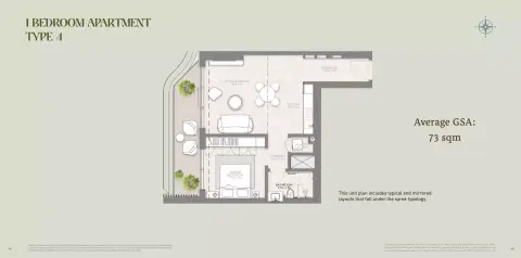 Plattegrond van 1 slaapkamer in Muheira Maysan by Modon