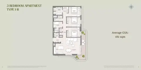 Plattegrond van 3 slaapkamers in Muheira Maysan by Modon