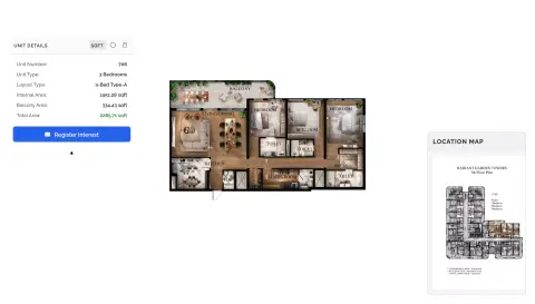 Plattegrond van 3 slaapkamers in Radiant Garden Tower