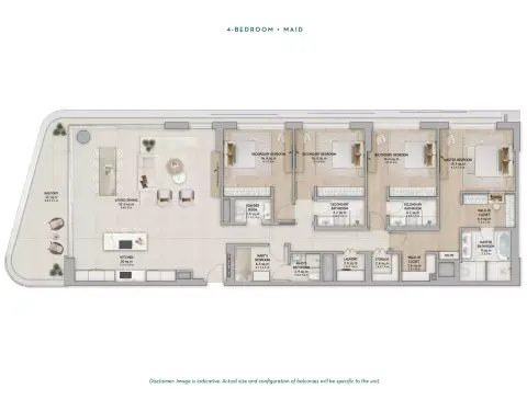 Plattegrond van 4 slaapkamers in Fahid Beach Residences