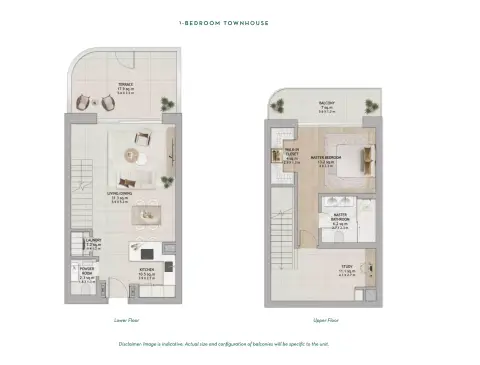 Plattegrond van 1 slaapkamer in Fahid Beach Residences