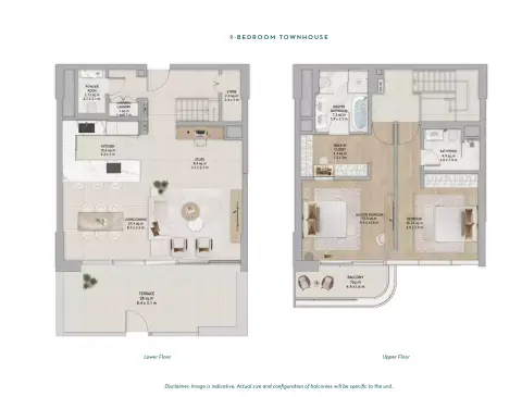 Plattegrond van 2 slaapkamers in Fahid Beach Residences