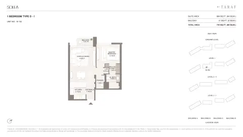 Plattegrond van 1 slaapkamer in Solea by Taraf