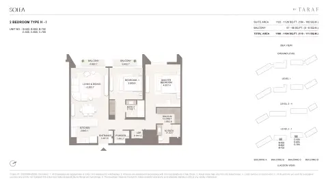 Plattegrond van 2 slaapkamers in Solea by Taraf