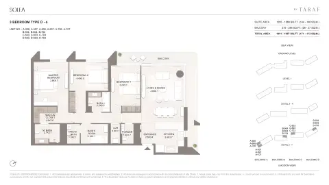 Plattegrond van 3 slaapkamers in Solea by Taraf