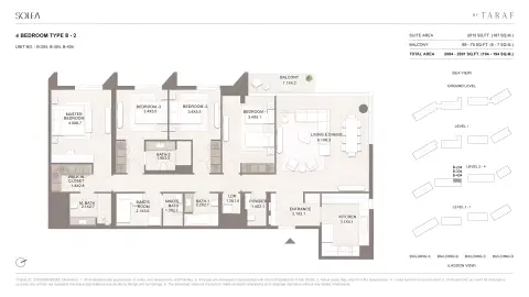 Plattegrond van 4 slaapkamers in Solea by Taraf