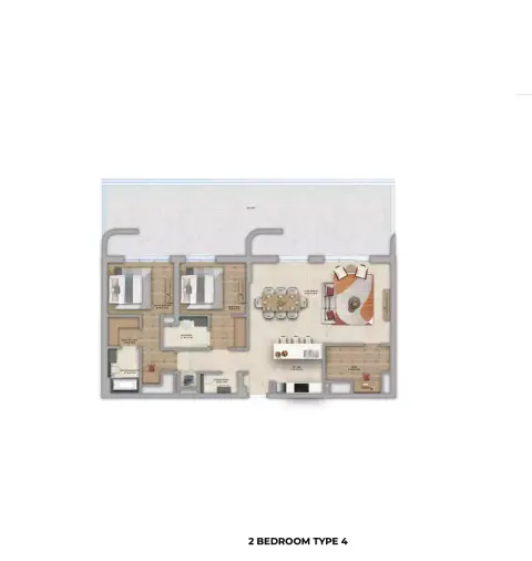 Plattegrond van 2 slaapkamers in Manarat Living Phase 3 By Aldar Properties