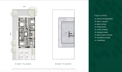 Plattegrond van 3 slaapkamers in Reem Hills Phase 2 by Q Properties