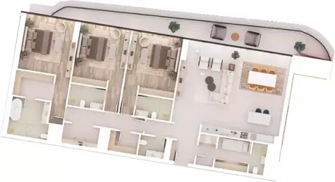 Plattegrond van 3 slaapkamers in Mamsha Gardens