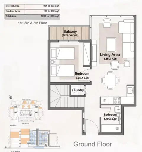 Plattegrond van 2 slaapkamers in Ville 11