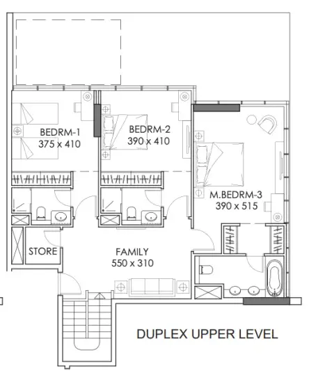 Plattegrond van 3 slaapkamers in The Bay Residence By Baraka