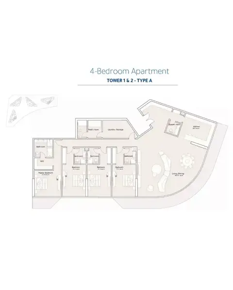 Plattegrond van 4 slaapkamers in Sea La Vie