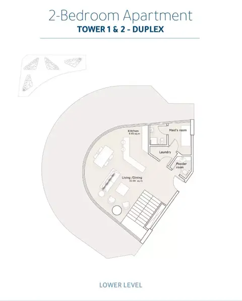 Plattegrond van 2 slaapkamers in Sea La Vie