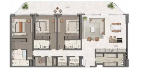 Plattegrond van 3 slaapkamers in The Arthouse