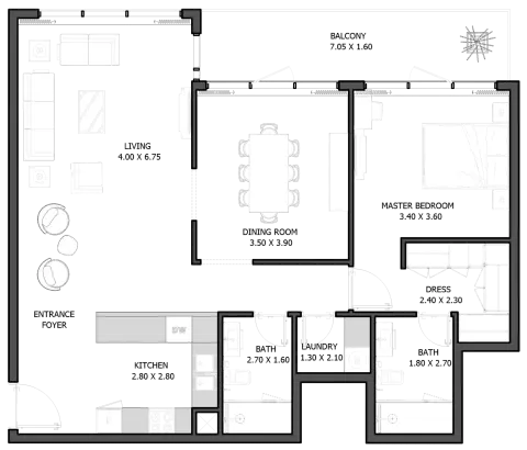 Plattegrond van Studio in Selina Bay By Reportage