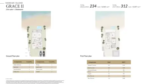 Plattegrond van 2 slaapkamers in Ramhan Island Villas Phase 3 By Eagle Hills