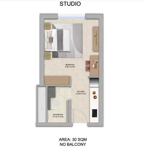 Plattegrond van Studio in Nouran Living