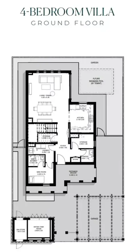 Plattegrond van 4 slaapkamers in Yas Park Views