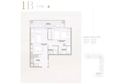 Plattegrond van 1 slaapkamer in Plaza Masdar City