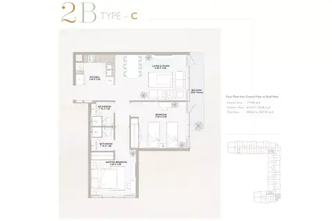 Plattegrond van 2 slaapkamers in Plaza Masdar City