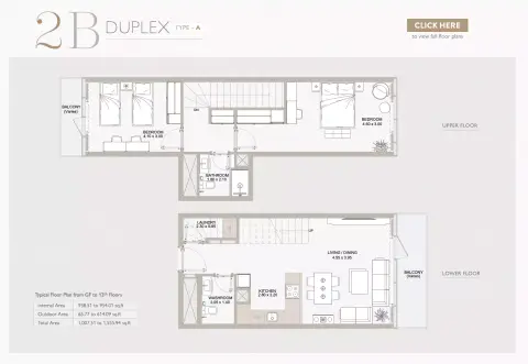 Plattegrond van 2 slaapkamers in Perla Phase 1 By Reportage