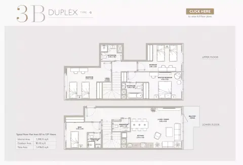 Plattegrond van 3 slaapkamers in Perla Phase 1 By Reportage