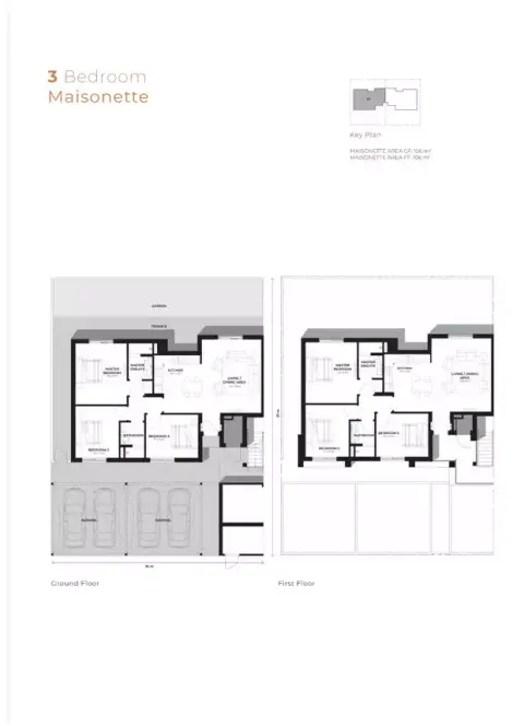 Plattegrond van 3 slaapkamers in Al Ghadeer 2 By Aldar