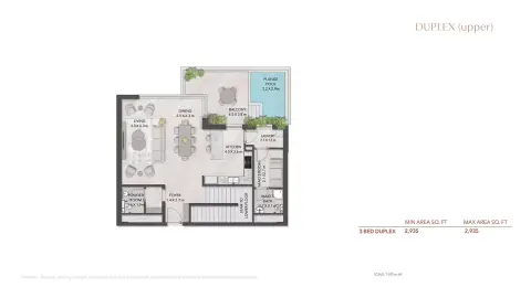 Plattegrond van 3 slaapkamers in Serra at Ghaf Woods