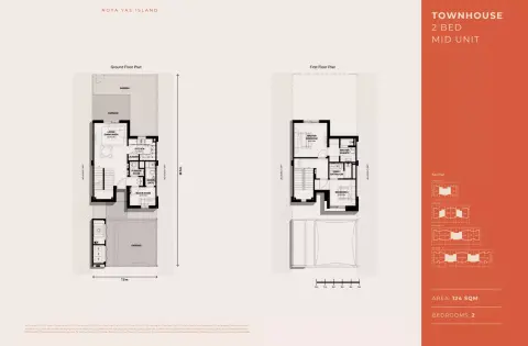 Plattegrond van 2 slaapkamers in Noya Yas Island