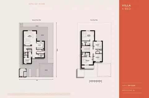 Plattegrond van 4 slaapkamers in Noya Yas Island