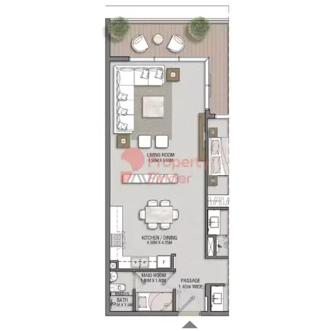Plattegrond van 2 slaapkamers in Reem Hills Apartments