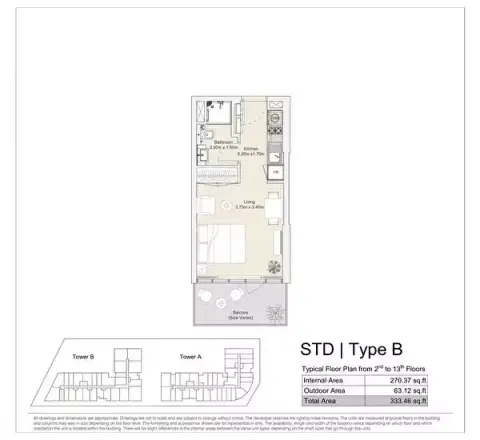 Plattegrond van Studio in Diva Yas Island