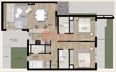 Plattegrond van 2 slaapkamers in The Sustainable City Yas Island