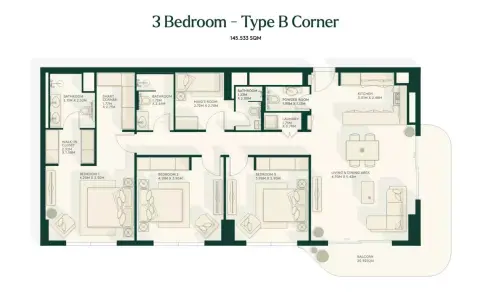 Plattegrond van 3 slaapkamers in Gardenia Bay
