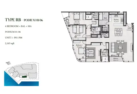 Plattegrond van 4 slaapkamers in Radiant Square