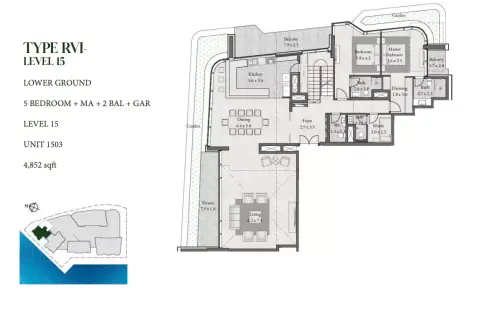 Plattegrond van 5 slaapkamers in Radiant Square
