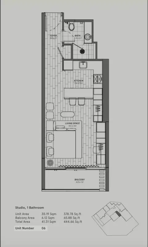 Plattegrond van Studio in Reem Eleven