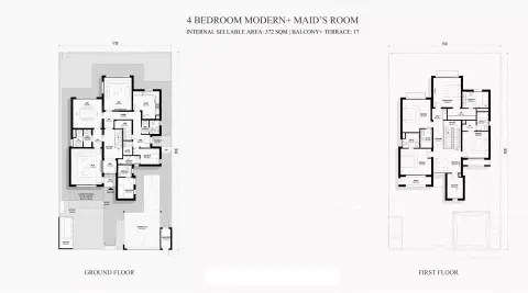 Plattegrond van 4 slaapkamers in Fay Alreeman Phase 2 By Aldar