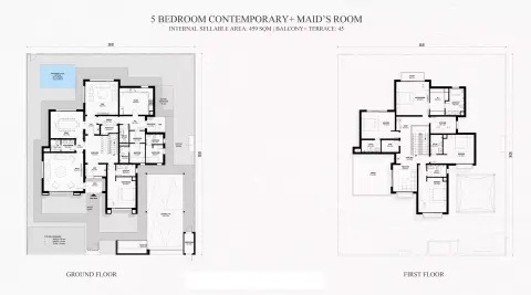Plattegrond van 5 slaapkamers in Fay Alreeman Phase 2 By Aldar
