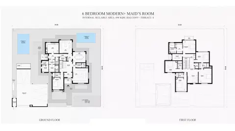 Plattegrond van 6 slaapkamers in Fay Alreeman Phase 2 By Aldar