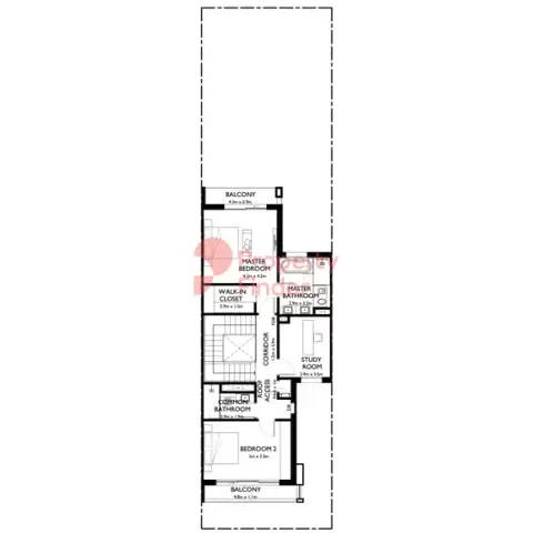 Plattegrond van 2 slaapkamers in The Dahlias