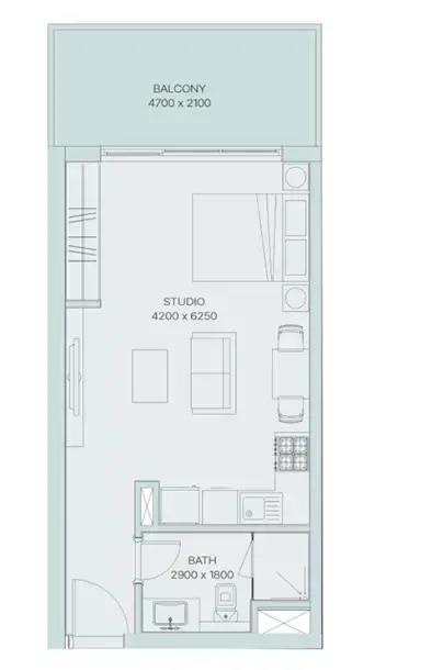 Plattegrond van Studio in The Haven Phase 3 By Meraki Developers