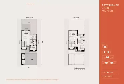 Plattegrond van 2 slaapkamers in Noya Viva