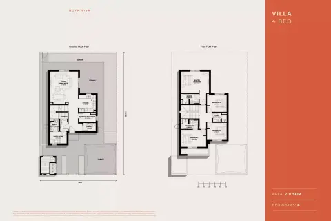 Plattegrond van 4 slaapkamers in Noya Viva