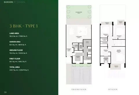 Plattegrond van 3 slaapkamers in Sukoon by Sanzen