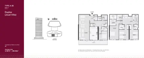 Plattegrond van 4 slaapkamers in Joud Tower