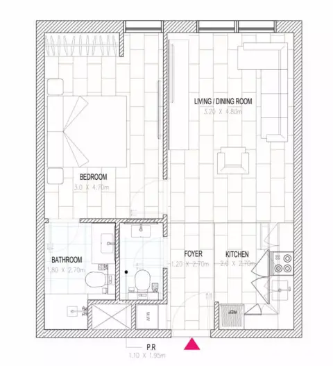 Plattegrond van 1 slaapkamer in Al Mamsha Hamsa