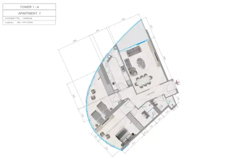 Plattegrond van 2 slaapkamers in Orchid Towers Phase 1