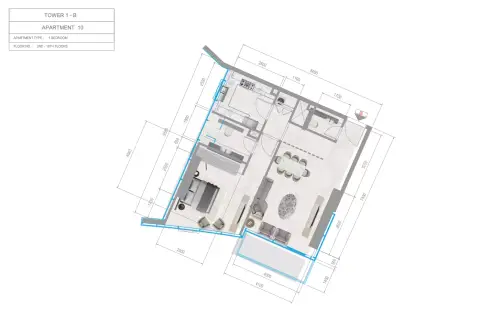 Plattegrond van 1 slaapkamer in Orchid Towers Phase 1