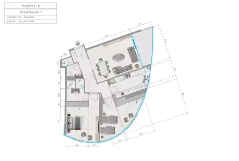 Plattegrond van 2 slaapkamers in Orchid Towers Phase 1